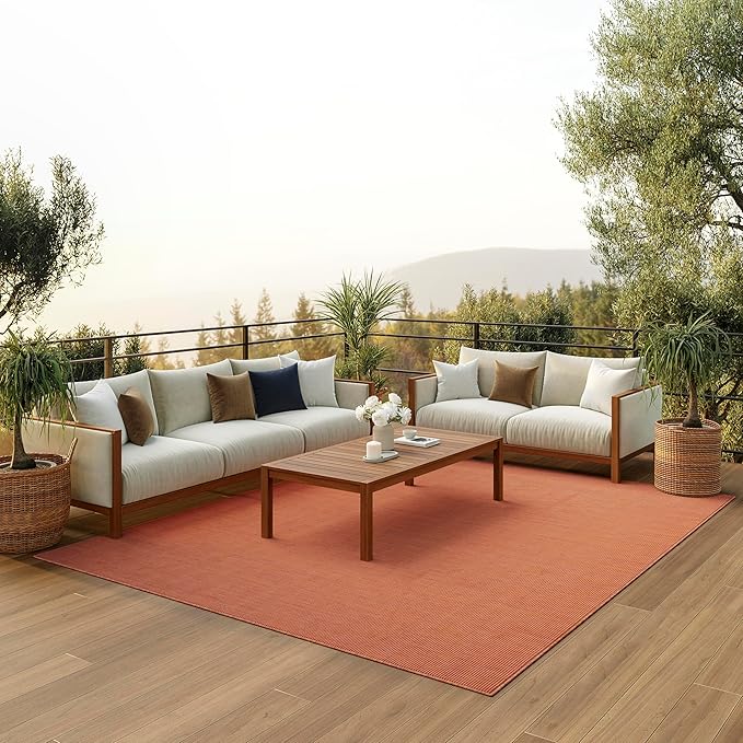 Nourison Home Positano Terracotta 9' x 12' Area Rug - Easy Clean, Non Shedding, Bed Room, Living Room, Dining Room, Kitchen (9' x 12')