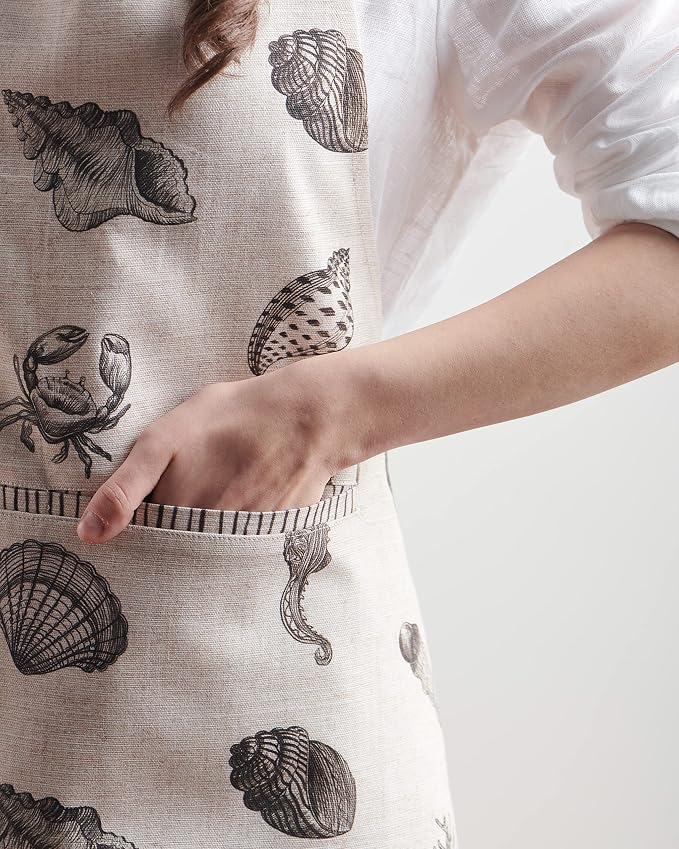 Maison d' Hermine Aprons for women with Pocket 100% Cotton (27.50"x31.50") | Adjustable Neck Strap & long ties Apron Men Chef Wedding Cooking Gardening Server Maid