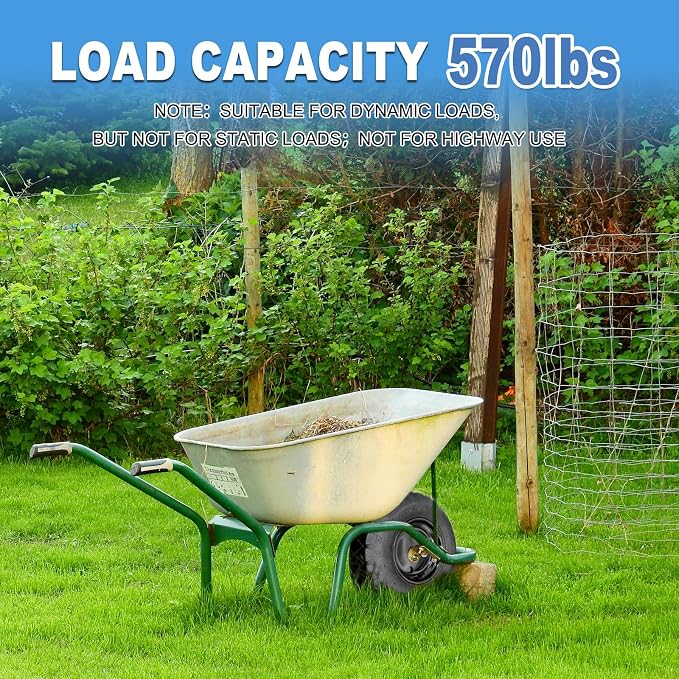 2-Pack of 4.80/4.00-8"Wheels,16" Pnuematic Tires,Steel Rim and 5/8"or 3/4" Axle Bore Hole,3-6" Centered Hub for Wheelbarrows,Garden Carts,Dump Cart,Utility Wagon and More，All Purpose Utility Tire