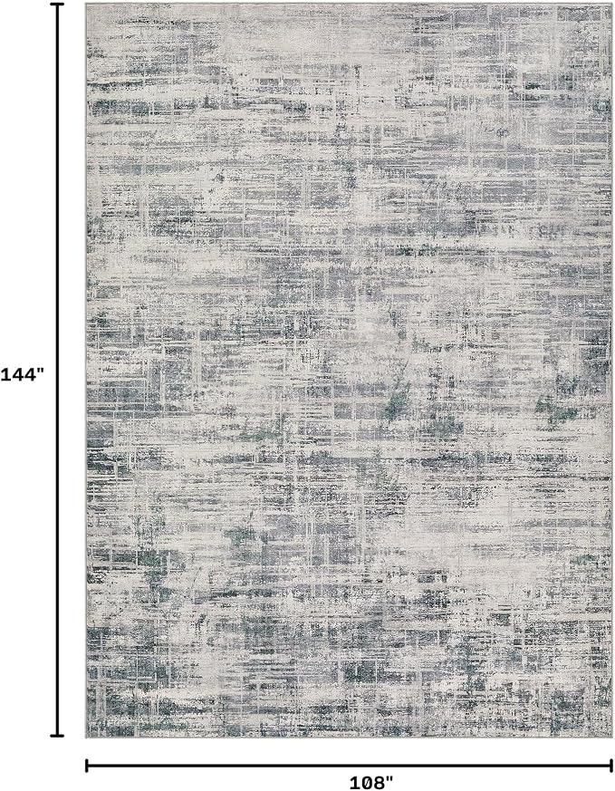 UERMEI 9x12 Area Rug for Living Room Washable Abstract Gray Carpet | Low Pile Non-Slip Soft Neutral Modern Kid Pet Friendly Large Rugs For Bedroom Dining Room Nursery Office Indoor Decor