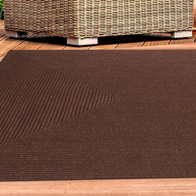 Superior Indoor/ Outdoor Area Rug, Reversible Braided Home Floor Decor for Living Room, Kitchen, Entryway, Patio, Front Porch, Deck, Modern, Boho, Farmhouse Style, 4' x 6', Cocoa