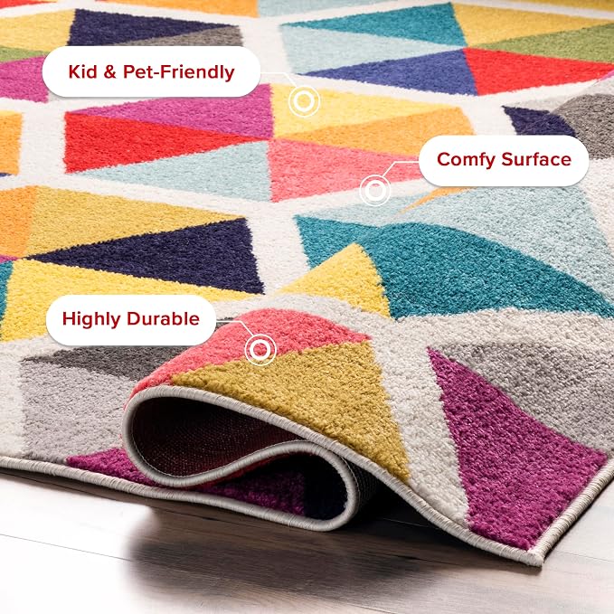 nuLOOM Maris Multicolor Geometric Power Loomed Area Rug, 4' x 6' | Nuloom Maris Geometric 4' x 6' Area Rug for Living Room Bedroom Dining Room, Multicolor