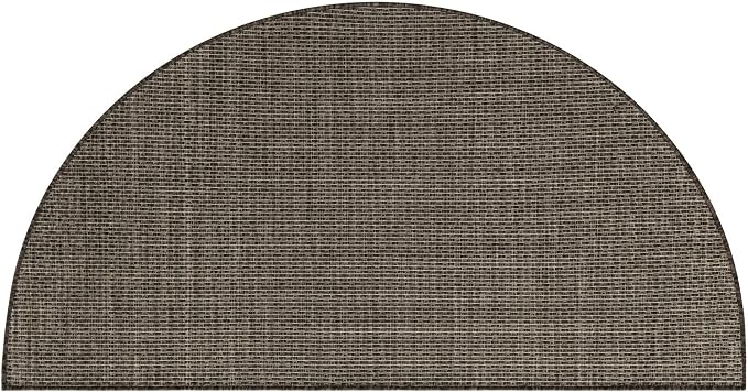 Unique Loom Collection Casual Transitional Solid Heathered Indoor/Outdoor Flatweave Area Rug (3' 1" x 6' 1" Hearth, Black/Ivory)