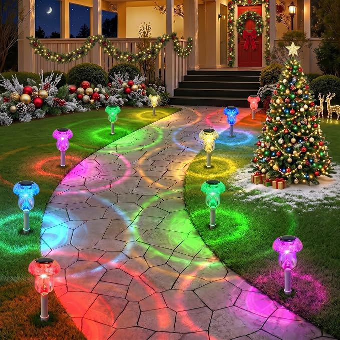 Solar Lights Outdoor, 16 Pack Mushroom Lights Outside Waterproof, Solar Powered LED Lighting for Garden, Yard, Landscape, Path, Pathway, Lawn, Walkway, Driveway, Backyard Decor (Color Changing)