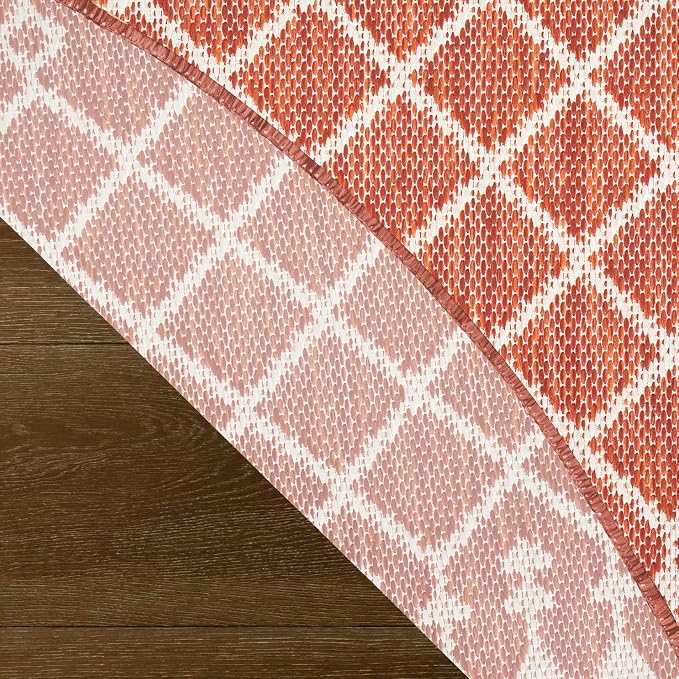 Nourison Home Positano Terracotta 8' x Round Area Rug - Easy Clean, Non Shedding, Bed Room, Living Room, Dining Room, Kitchen (8' x Round)