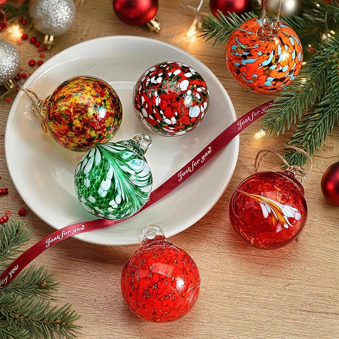 6 Pack Hand Blown Glass Balls Ornaments Hanging Witches Ball Gazing Ball