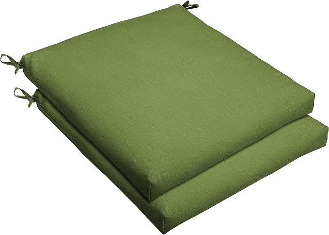 Sorra Home Sunbrella Bristol Square Chair Cushion (Set of 2) - Fade & Water Resistant, Outdoor & Indoor Patio Seat Cushion with Plush Foam - Spectrum Cilantro (19" x 19" x 2.5")