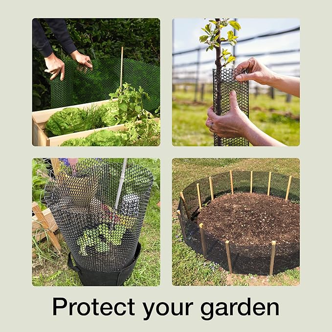 Maporch Plastic Chicken Wire Fencing for Pet Protection - 15.7" x 10ft, Black HDPE Mesh - Garden Fence Animal Barrier for Dogs, Cats and Rabbits (2-Pack) | 15.7" x 10ft - HDPE Home and Garden Netting - UV Resistant - Customizable Balcony Barrier for An...