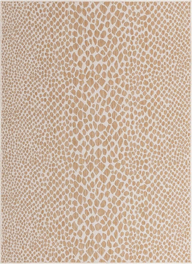 Unique Loom Outdoor Collection Area Rug - Cape Town (5' 3' x 8' Rectangle, Dark Beige/ Ivory)