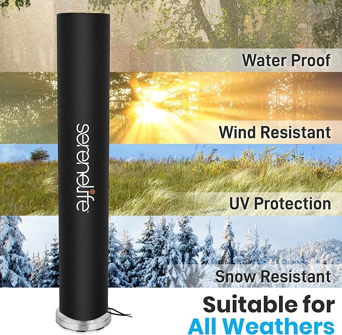 SereneLife Patio Heater Cover for SLOHT42 Infrared Outdoor Electric Space Heater, Heavy Duty Propane Heater Cover, Durable, Tearproof Waterproof Dustproof, Wind/Sunlight/Snow Resistant