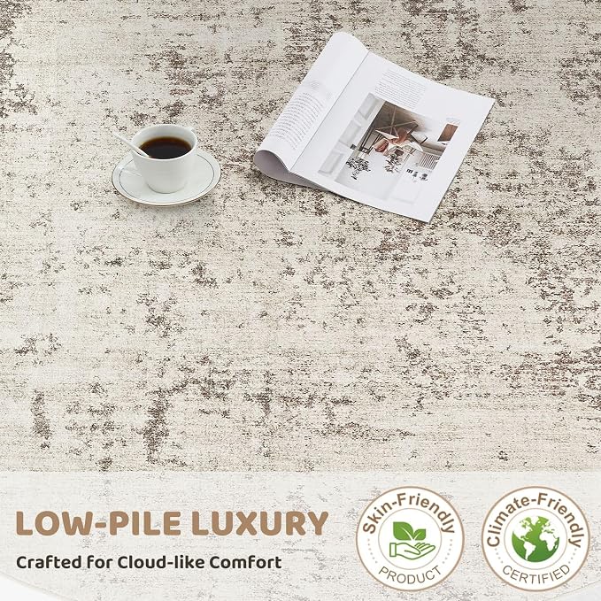 UERMEI 10x12 Washable Area Rug - Neutral Modern Abstract Living Room Rugs, Non-Slip Soft Large Indoor Floor Carpet for Bedroom Home Office & Under Dining Table Decor, Dark Brown