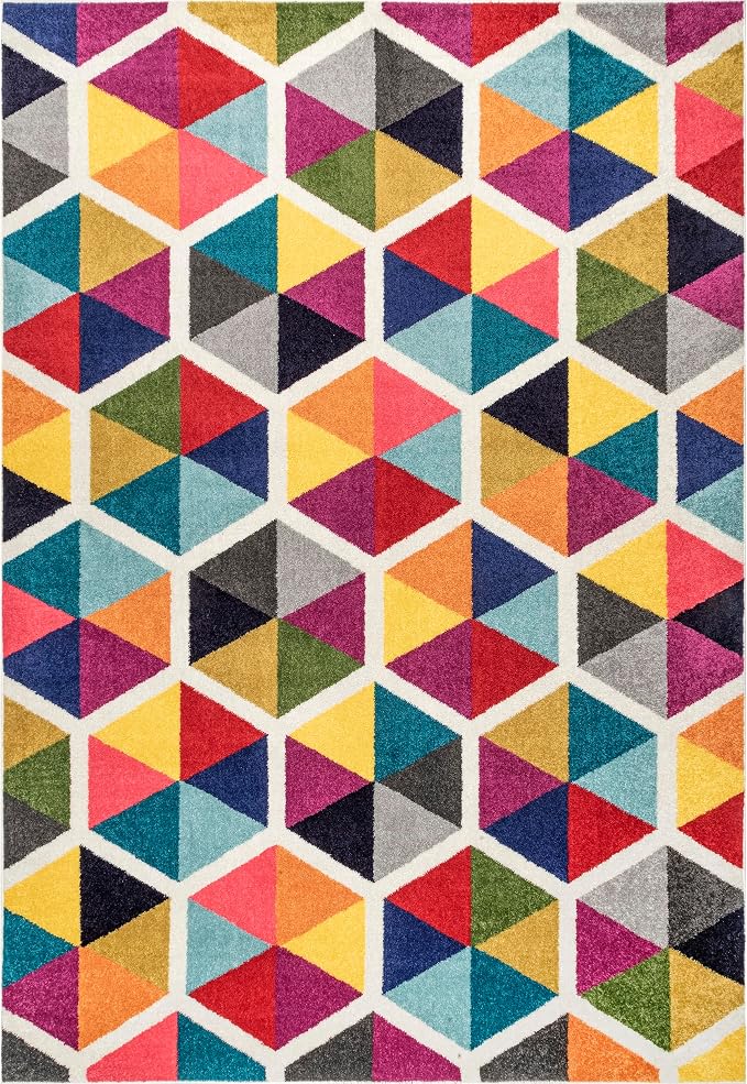 nuLOOM Maris Multicolor Geometric Power Loomed Area Rug, 10' x 14' | Nuloom Maris Geometric 10' x 14' Area Rug for Living Room Bedroom Dining Room, Multicolor