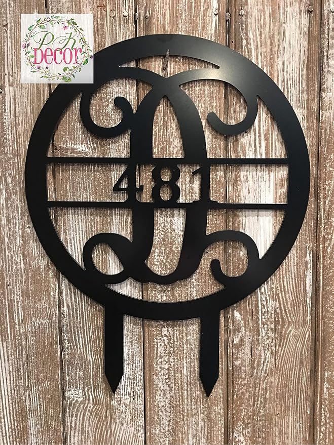 PK Décor Personalized Lawn Sign Stakes Metal ACM, Custom Last Name Yard Sign Stakes, 18x24 inches, Outdoors Initial Letters Yard Decor, QUICK Ship (18x24")