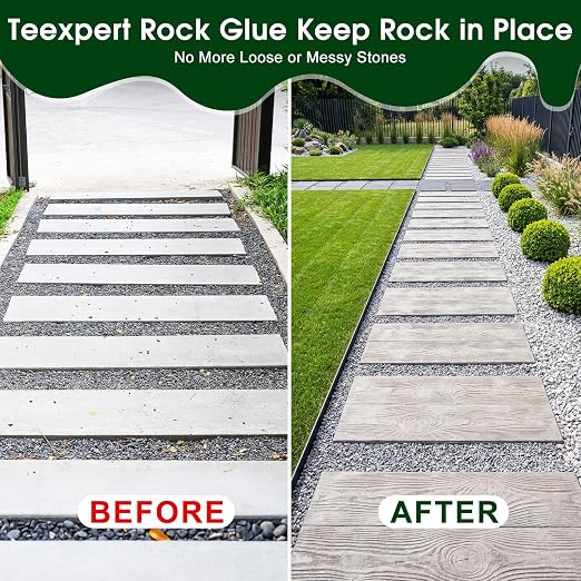 Teexpert 2 Gallon Rock Glue for Landscaping – Strong Pea Gravel Binder & Stone Adhesive for Walkways, Yards, Patios, and Decorative Driveway Edges