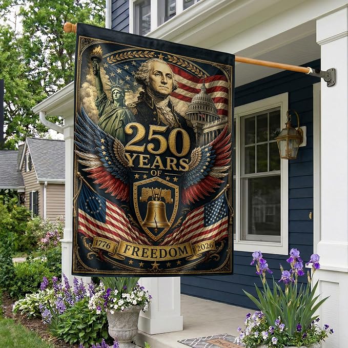 250 Years Of Freedom Flag, American 250th Anniversary Patriotic Design, 1776-2026 Commemorative, Garden Flags For Outside, Double-sided Display, 250th Anniversary USA Commemorative Flags 5 (30x40 Inch)