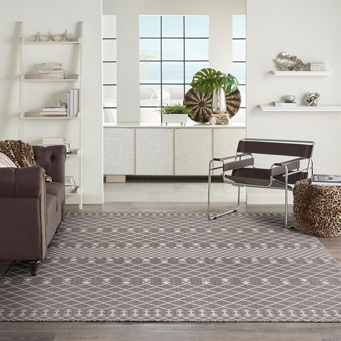 Nourison Home Positano Charcoal 12' x 15' Area Rug - Easy Clean, Non Shedding, Bed Room, Living Room, Dining Room, Kitchen (12' x 15')