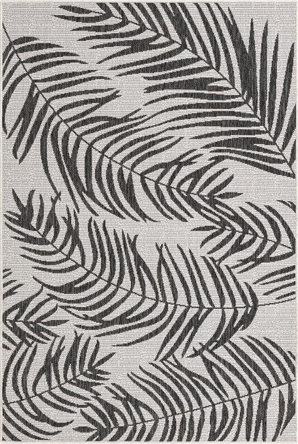 Unique Loom Outdoor Botanical Collection Area Rug - Palm (4' 1" x 6' 1" Rectangle, Charcoal Ivory/ Gray)