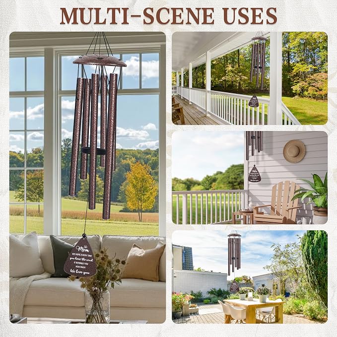 Gifts for Mom, 32" Bronze Wind Chimes, Mom's Birthday Gifts from Daughter Son, Mother in Law Gift, Best Mom Ever Gift for Birthday Christmas Mother's Day, Home Decor