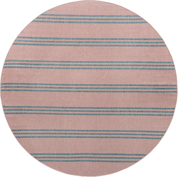 Jill Zarin Jill Zarin Outdoor Collection Area Rug - Anguilla (10' 8" Round, Pink and Aqua/ Blue)