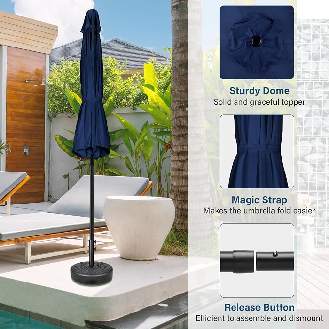 Simple Deluxe 2 Pack 7.5' Patio Umbrella Outdoor Table Market Yard Umbrella with 6 Sturdy Ribs for Backyard, Pool, Garden, Deck, Dark Blue