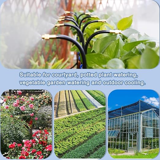 49.21Ft Drip Irrigation Kit Automatic Drip Irrigation System, 360° Bendable Garden Irrigation System, 5/16 inch Garden Watering System Adjustable Bendable Nozzle Copper Sprayer System for Garden