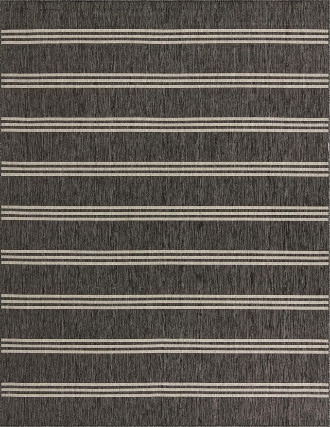 Unique Loom Jill Zarin Outdoor Collection Area Rug - Anguilla (10' x 13' 1'' Rectangle, Charcoal/ Ivory)