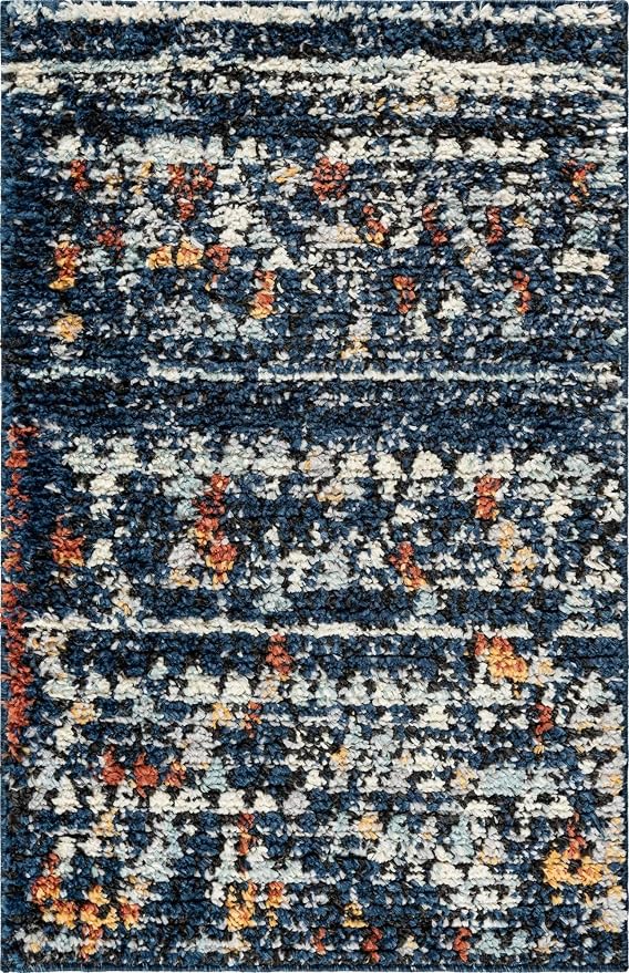 Unique Loom Morocco Collection Abstract Border, Diamond, Bohemian Area Rug (2' 2 x 3' 0 Rectangular, Navy Blue/Black)