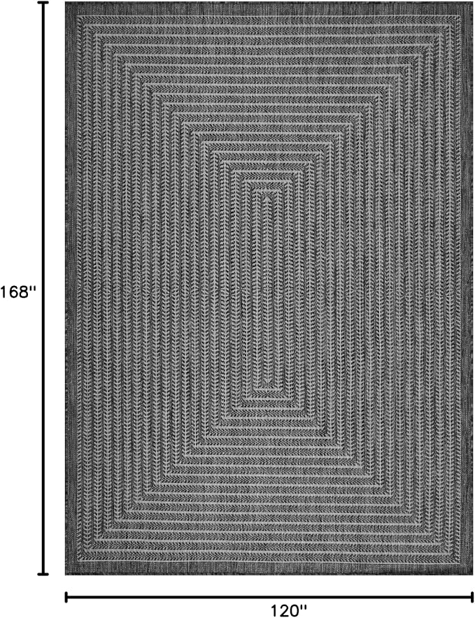 Adiva Rugs Outdoor Indoor Area Rug, Weather Resistant, Easy to Clean, Stain Resistant Floor Mat for Dining Room, Backyard, Deck, Patio (Pebble Weiss, 10' x 14')