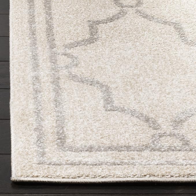 SAFAVIEH Amherst Collection Runner Rug - 2'3" x 15', Ivory & Light Grey, Trellis Design, Non-Shedding & Easy Care, Ideal for High Traffic Areas in Living Room, Bedroom (AMT414E)