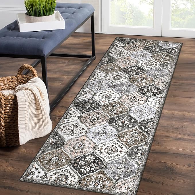 ROYHOME Runner Rug Washable Moroccan Trellis Hallway Runner Rug Entryway Rug 2' x 6'