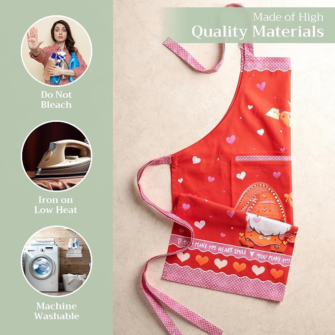 Maison d' Hermine Aprons for women with Pocket 100% Cotton (27.50"x31.50") | Adjustable Neck Strap & long ties Apron Men Chef Wedding Cooking Gardening Server Maid