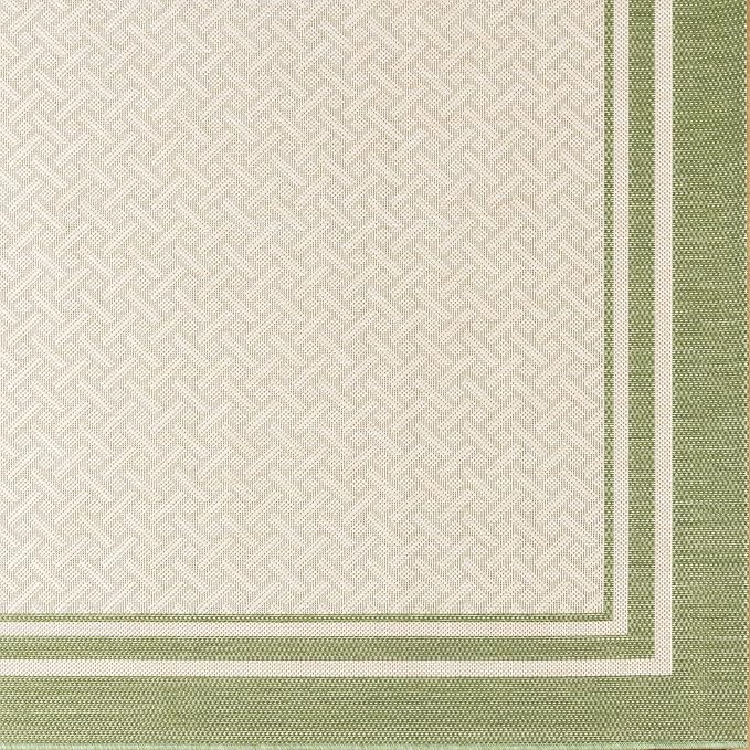 Gertmenian Indoor/Outdoor Flatweave Area Rug - 5x7 Standard, Stain & UV Resistant, Ideal for Deck, Patio, Poolside, Mudroom - Border Brown Tan, 22910
