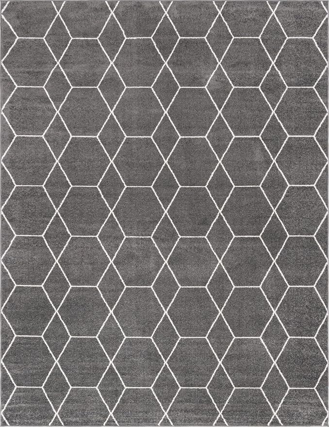 Unique Loom Trellis Frieze Collection Area Rug - Geometric (10' x 13', Dark Gray/ Ivory)