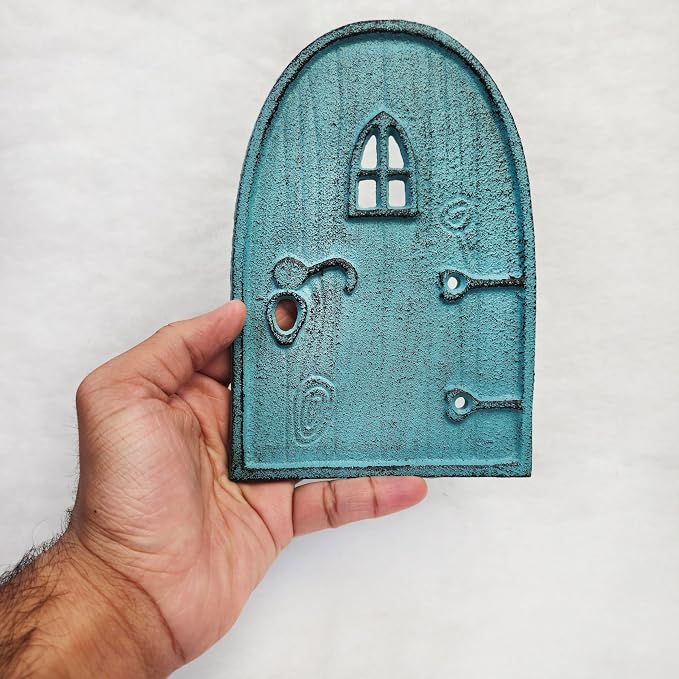 Lulu Decor, 100% Cast Iron Fairy Garden Decor Set Fairy Garden Accessories Including Branch Style Welcome and Fairy Door with Window