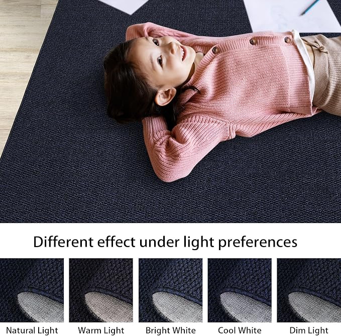 Garvee 2x6 Kitchen Runner Rugs Non Skid Washable Modern Textured Rug, Navy | Neutral Solid Color Non Shedding Low Pile Stain Resistant Weaving Mats for Entryway Hallway Bedroom Laundry Room Bathroom