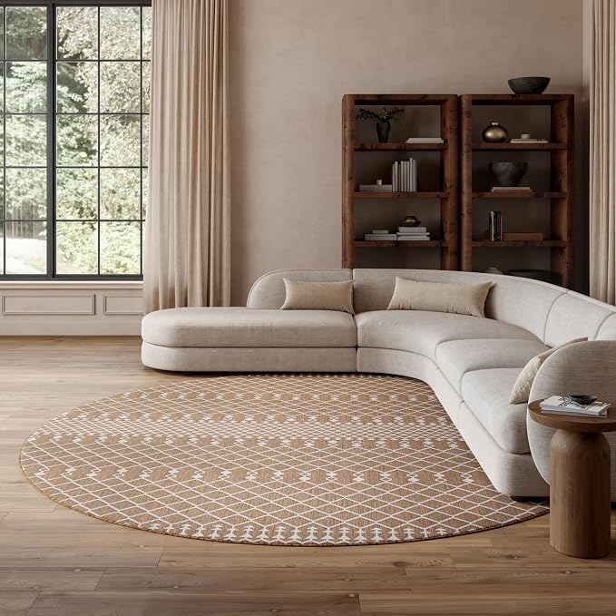 Nourison Home Positano Jute 12' x Round Area Rug - Easy Clean, Non Shedding, Bed Room, Living Room, Dining Room, Kitchen (12' x Round)