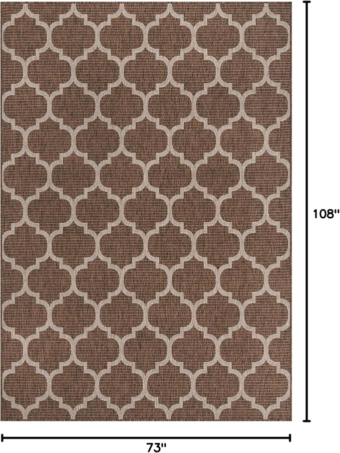 Unique Loom Outdoor Trellis Collection Area Rug (6' 1" x 9' Rectangle, Brown/ Ivory)