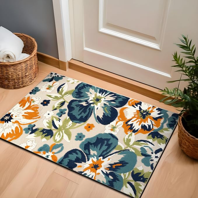 Rugshop Multi Bergamo Floral Indoor/Outdoor Accent Rug Machine Washable for Entryway, Kitchen and Mudroom, 2' x 3'