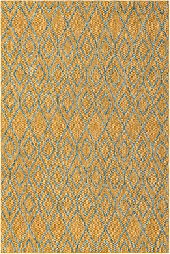 Jill Zarin Outdoor Collection Area Rug - Turks and Caicos (6' x 9' Rectangle Yellow and Aqua/Light Blue)