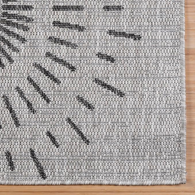 Gertmenian Indoor Outdoor Modern Area Rug - 6x9 Medium, Stain Resistant, Ideal for High Traffic in Living Room, Bedroom, Patio - Geometric, Grey, 32459