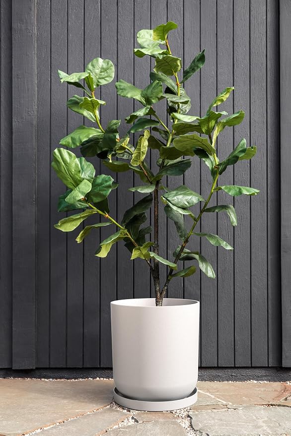 Veradek Mason Series Lima Planter - Round Planter for Indoor or Outdoor Porch/Garden | Made from Plastic-Stone Composite with Drainage Holes | Modern Décor for Succulents, Flowers, Small Plants
