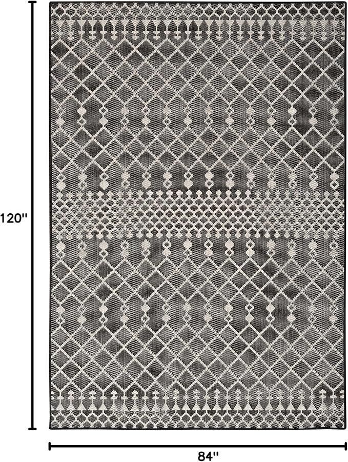Nourison Home Positano Black 7' x 10' Area Rug - Easy Clean, Non Shedding, Bed Room, Living Room, Dining Room, Kitchen (7' x 10')