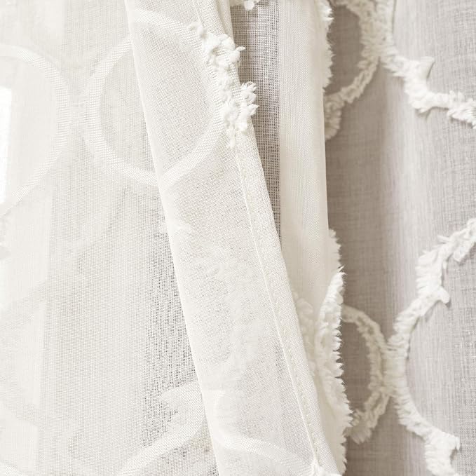 Lush Decor Beige Avon Trellis Grommet Sheer Window Curtain Panel Pair (84" x 38") (Pack of 4)