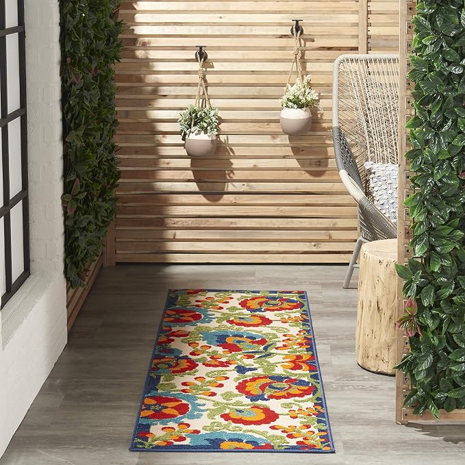 Nourison Home Aloha Multicolor 2' x 6' Area Rug - Easy Clean, Non Shedding, Bed Room, Living Room, Dining Room, Kitchen (6' Runner)