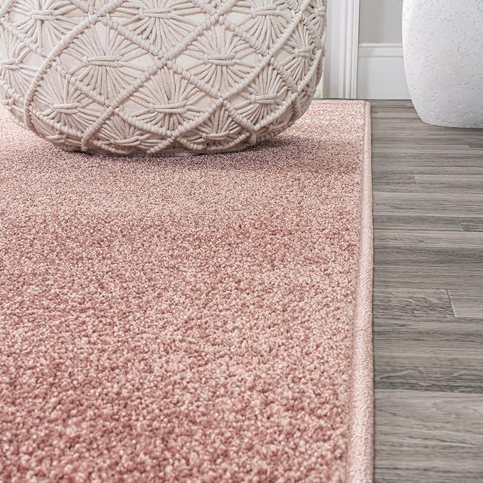 JONATHAN Y Haze Solid Low-Pile Pink 8' Round Indoor Area Rug, Coastal,Bohemian,Minimalist,Classic, Easy-Cleaning for Living Room,Bedroom,Kitchen,Pet Friendly,Non-Shedding (SEU100P-8R)