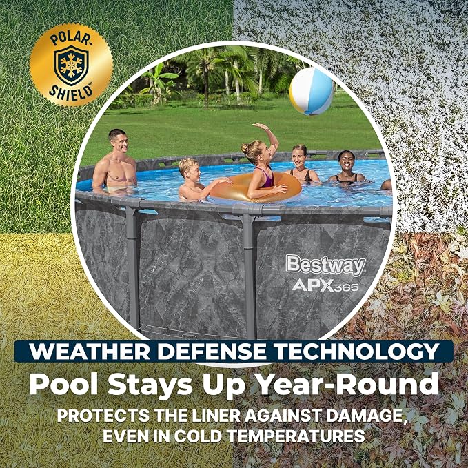 Bestway APX 365 20' x 52" Above Ground Pool Set with Sand Filter Pump | Long-Lasting All-Season Swimming Pool with Galvanized Steel Frame - Ladder, Cover, and Polysphere Filtration Balls Included