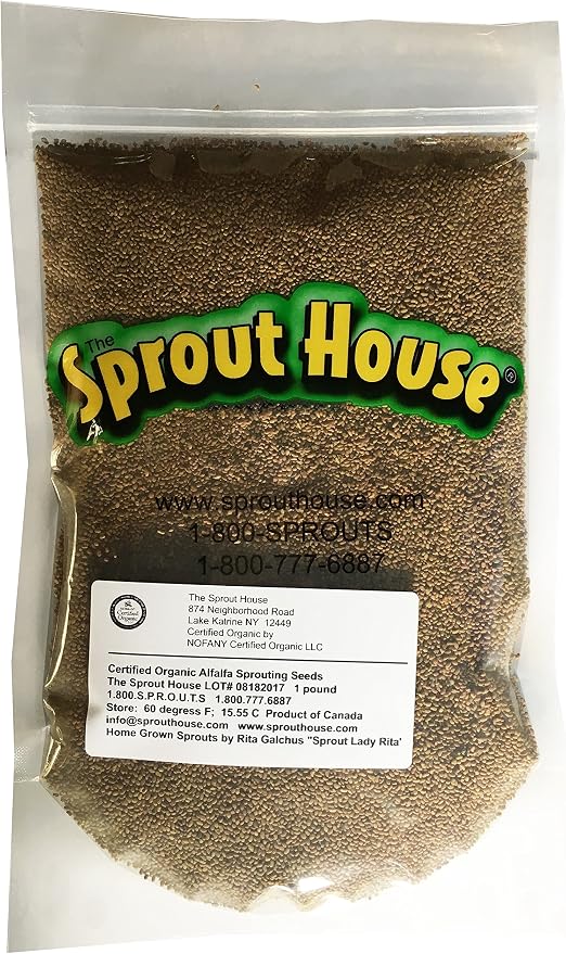 The Sprout House Alfalfa Sprouting Seeds Organic Non-GMO 1 LB