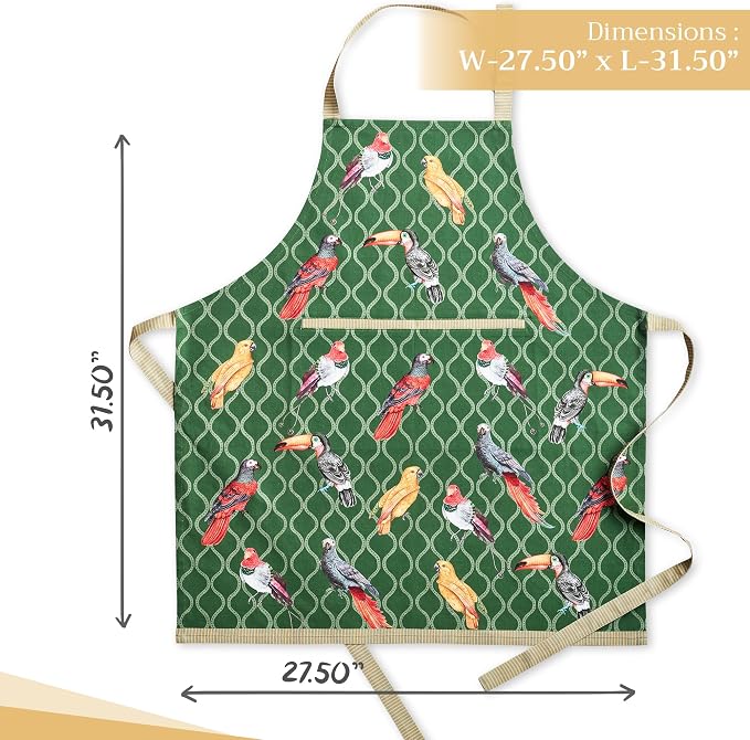 Maison d' Hermine Aprons for women with Pocket 100% Cotton (27.50"x31.50") | Adjustable Neck Strap & long ties Apron Men Chef Wedding Cooking Gardening Server Maid