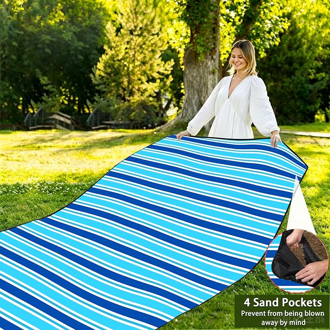 Picnic Blankets Beach Blanket 80" X 80" Extra Large Waterproof Camping Blankets Portable Outdoor Mat 3-Layer Blanket for Beach, Hiking, Park, Music Festival, Grass Lawn,Travel