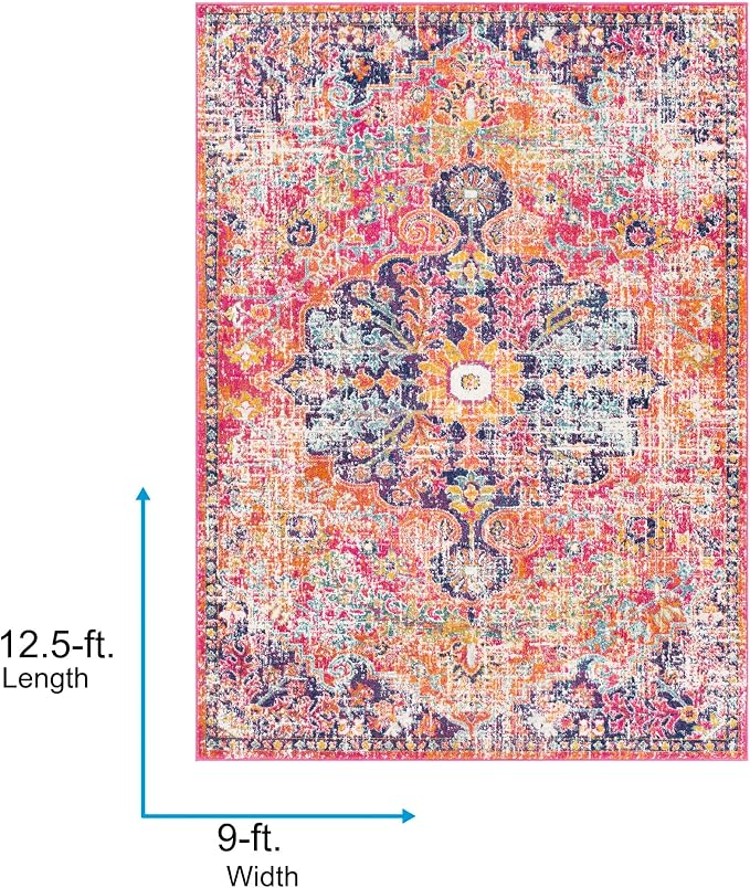 Livabliss Odelia Vintage Bohemian Area Rug,9' x 12'6",Pink/Orange